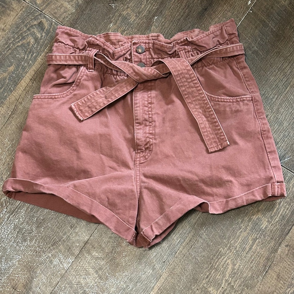Abercrombie & Fitch Mauve Paperbag High Rise Shorts with Belt Womens Size M